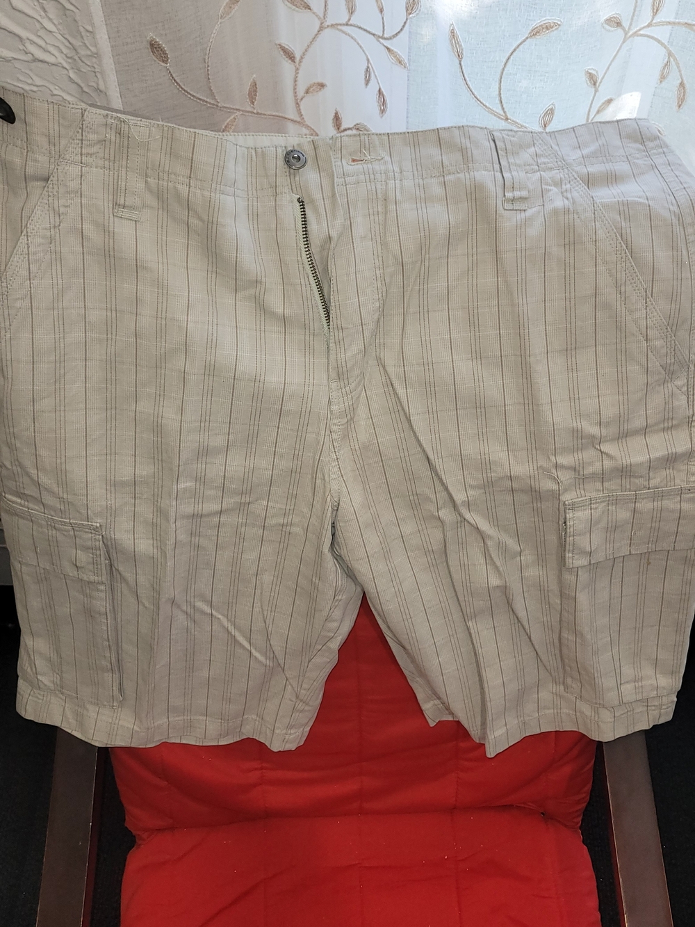 Men's Tan Pinstripe Cargo Shorts
